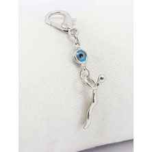 Biuti Modern Insan Figürü El Yapımı Cam Nazar Boncuğu Klipsli Cüzdan Süsü Charm Çanta Süsü Anahtarlık
