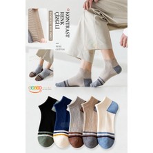 Color Socks 5 Çift Kontrast Çizgili Erkek Patik Çorap (Extra Soft)