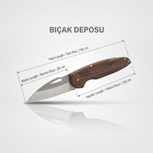 Bıçak Deposu Hezarpare Ahşap Kabzalı Cep ve Kamp Çakısı 18 cm