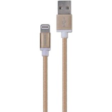 Renas Store Philips USB - Lightning Şarj Kablosu, 1.2 Metre, Mfı Lisanslı, Örgü, Altın (DLC2508G)