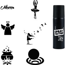 Renas Store Hayal Gücü Modelleri Spray Tattoo Geçici Dövme Seti Dark Siyah Sprey