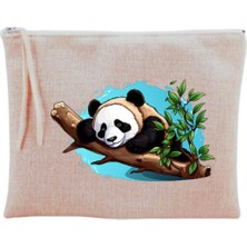 Renas Store Dalda Panda Baskılı Makyaj Çantası Bej, LH78326904812361231