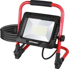 Renas Store LED Şantiye Projektörü, 50 W, Hychıka LED Projektör, 5500 Lm, 6500 K, Su Geçirmez IP65 Çalışma Lambası, Döndürülebilir, 3 M Fişli Kablo, Atölye, Şantiye Için