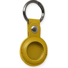 Trend Kapında Airtag Anahtarlık Deri Kılıf - Sarı