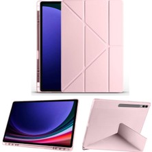 Renas Store Constraın - Samsung Galaxy Tab S8 Ultra 14.6 Inç SM-X900 ile Uyumlu Kılıf Kalem Bölmeli Origami Standlı Akıllı Kapak - Pembe