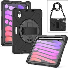 Renas Store Apple iPad Mini 7 Mini 6 ile Uyumlu Kılıf Defender Askılı Zırhlı Tank Case 2021-2024 Siyah
