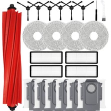 Renas Store Roborock Qrevo Pro/qrevo S/qrevo Maxv Için 23 Adet Aksesuar, 1 Ana Fırça, 6 Toz Torbası, 4 Silme Bezi, 4 Filtre, 6 Yan Fırça, 1 Temizleme Fırçası, 1 Tornavida