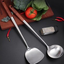 Ahşap Saplı Wok Spatulası ve Kepçesi Seti