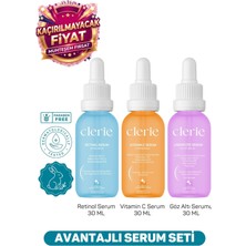 Clerie 3'lü Serum Seti - Retinol Serum, C Vitamini Serumu ve Göz Altı Serumu