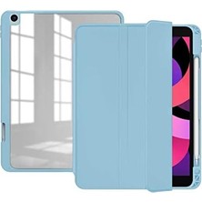 Renas Store Apple iPad 9. 8. 7. Nesil 10.2" ile Uyumlu Kılıf Kalem Bölmeli Şeffaf Case A2602 A2603 A2604 A2605 Mavi Açık