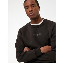 Koton Üç Iplik Şardonlu Regular Fit Bisiklet Yaka Uzun Kollu Baskılı Sweatshirt