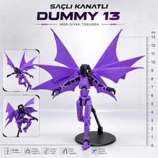 M&D Design Dummy 13 Mor Saçlı Kanatlı Hareketli Figür - 3D Robot Oynar Eklemli Stand Hediyeli