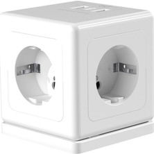 S-Link Prz04 4 Soketli 2 Usb 1 Type-C Pd20 2 Metre 306 Joule Tam Bakır Küp Beyaz Akım Korumalı Priz