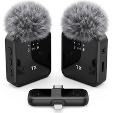Renas Store Rongep [2'li Kablosuz Yaka Mikrofonu] Iphone/android Telefonlar/type-C Girişli Pc'ler Için Type-C/lightning Giriş 8-10 Saat Pil Ömrü 20 Metreye Kadar Menzilli Tak Çalıştır Kablosuz Mikrofon (Siyah)