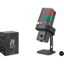 Hadron M6B Gaming Rgb Masaüstü Mikrofon Type-C 192Khz 24Bit Siyah