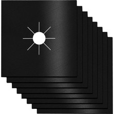 Renas Store Kyrotech 8 Adet Gazlı Ocak Brülor Koruma Pedi, Yeniden Kullanılabilir Gazlı Ocak Üst Kapakları, Mutfak Için, Kesilebilir, Kolay Temizlenebilir, Boyut 27 * 27 cm (Siyah)