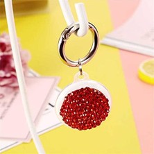 Renas Store Airtag ile Uyumlu Taşlı Parlak Silikon Anahtarlık Kılıfı 03 Kırmızı