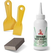 Renas Store (4'lü) Duvar Tamir Seti (1 Adet) Beyaz 220 gr Dolgu Macunu 2 Adet Spatula + Kübik Zımpara