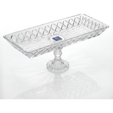 Renas Store Deconox Kafes Model El Yapımı Ayaklı Cam Sunumluk - Dikdörtgen Şeffaf Dekoratif Servis ve Meyve Tabağı (39X15 Cm)