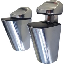 Renas Store BADEM10 Pelikan Ayarlanabilir Etajer Cam Tutucu Ahşap Raf Tutucu Cam Etejeri Metal Vidalı Krom (4 Adet)