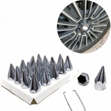 Renas Store Aee® Bijon Kapağı Seti 20 Adet – Krom Jant Bijon Koruma Kapağı (17MM / 19MM) Oto Jant Somun Kapak Seti (Sivri, 19MM)