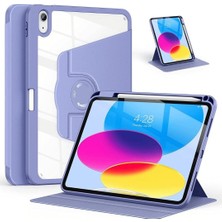 Renas Store iPad Air 11 Inç 2024 M2 Çipli 6.nesil Uyumlu 360° Dönebilen Standlı Pino Tablet Kılıfı Mor