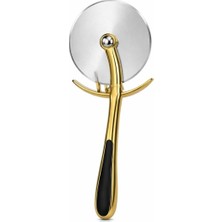 Renas Store Paslanmaz Çelik Pizza Kesici Gold Ergonomik Saplı Pizza Dilimleyici Bıçak 18 cm