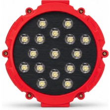 Beny Store 17 LED 51W Yuvarlak Off-Road LED Çalışma Lambası Kırmızı – Güçlü Aydınlatma