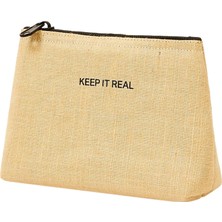 Renas Store Ocean Home Textile Termal Astarlı Jüt Keten Makyaj Çantası 15 x 11 x 6 cm