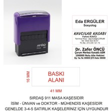 Sırdaş 911 Kişiye Özel Isim Makam ve Ünvan Kaşesi - Mor Makina Siyah Mürekkep