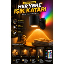 Matechno Kablosuz Kumandalı Şarjlı 360° Duvar Aydınlatma 3 Renk Işıklı Aplik Dekoratif  Yatak Masa Aydınlatma