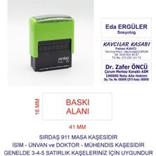Sırdaş 911 Kişiye Özel Isim Makam ve Ünvan Kaşesi - Yeşil Makina Mavi Mürekkep