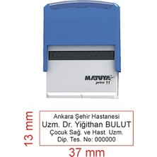 Kaşeciniz Isim Ünvan Kaşesi - Matuya 11 - Mavi Makine - Siyah Mürekkep