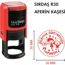 Kaşeciniz Sırdaş R30 Öğretmen - Aferin Kaşesi + 25 cc Sırdaş Mürekkep - (Model 2)