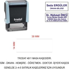 Trodat 4911 Isim Ünvan Kaşesi - Pastel Mavi - Mavi Mürekkep