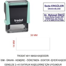 Trodat 4911 Isim Ünvan Kaşesi - Pastel Yeşil - Mavi Mürekkep