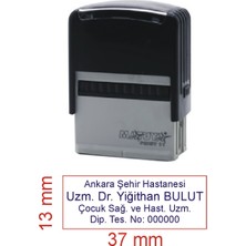 Kaşeciniz Isim Ünvan Kaşesi - Matuya 11 - Siyah Makine - Mavi Mürekkep