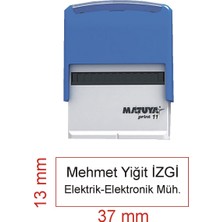 Kaşeciniz Isim Ünvan Kaşesi - Matuya 11 - Mavi Makine - Siyah Mürekkep