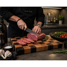 Carlo Pablo %100 Doğal El Işçiliği Kesme Tahtası Premium Kamerun Wenge ve Amerikan Meşe End Grain, Antibakteriyel Çizilmez Yüzey, Su Geçirmez (Avrupa'da Üretilmiştir)