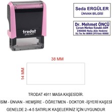 Trodat 4911 Isim Ünvan Kaşesi - Pastel Pemve - Mavi Mürekkep