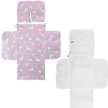 Renas Store Baby'ness Çanta Boy Alt Değiştirme Bakım Seti, Sıvı Geçirmez, Leke Tutmaz, Aydede Desenli, Desenli, Pembe, 70X35CM