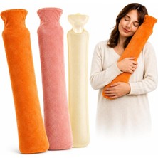 Renas Store Uzun Boy Long Sıcak Su Torbası, 2.5 Litre 72X13 Cm, Hortumlu Büyük Boy Isı Terapisi Yastığı, Süper Yumuşak Peluş Kılıflı, Boyun Omuz Bel Diz Karın Için Isıtıcı Termofor, Kas Gevşetici ve Rahatlatıcı