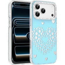 Ceponya iPhone 18 Pro Max Kılıf Damla Taşlı Kalp Desenli Rivas Sert Pc Kapak