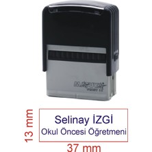 Kaşeciniz Isim Ünvan Kaşesi - Matuya 11 - Siyah Makine - Mavi Mürekkep