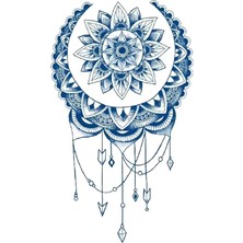 Renas Store Mandala Çiçek 18X11 cm 1 Ay Kalıcı Yarı Kalıcı Geçici Dövme Yapıştırma Dövme