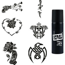 Renas Store Savaş ve Çiçek Spray Tattoo Geçici Dövme Yapma Seti Sprey Dövme Kiti