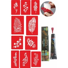 Renas Store Çiçekli Desenler 1 Kına 10 Desen Kınayla Geçici Dövme Yapma Seti