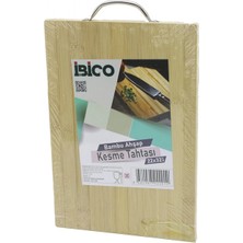 Hace Bazaar 22X32 x 1.7cm Lux Ahşap Bambu Kesim Panosu - Kesme Tahtası Metal Kulplu (4887)