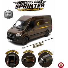 Giffy Oyuncak Metal 1:48 Mercedes-Benz Sprinter Ups Kargo Aracı Die-Cast Metal Model 12,5 cm Çek Bırak 4 Kapısı Açılır