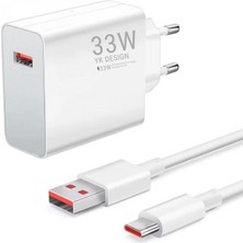 Hace Bazaar 33W Hızlı Şarj Adaptörü – Type-C Kablolu, USB Çıkışlı, Akıllı Şarj Destekli Duvar Tipi Şarj Cihazı (4887)